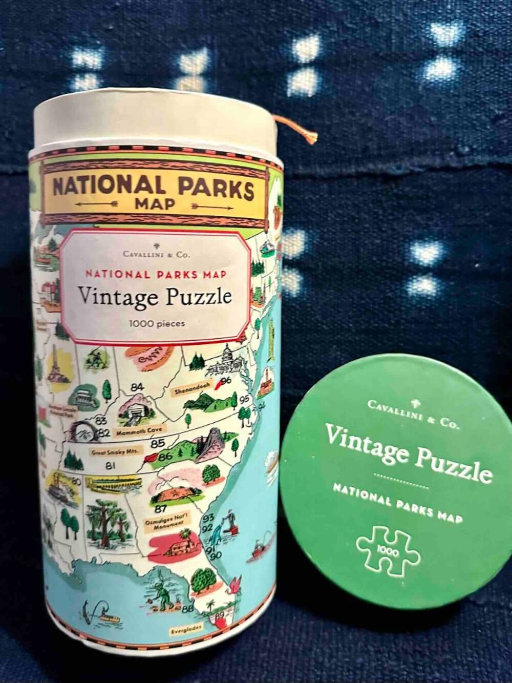NWOT Unopened Jigsaw Puzzle National Parks Vintage Map 1000pc in Cannister